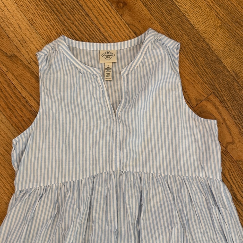 St. John's Bay Women’s Blue & White Striped Midi Cotton Spring Dress Size: Med - Picture 3 of 9